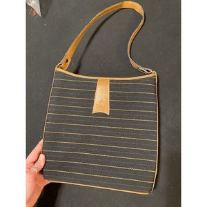 Antigua Original Pro Cuero Black and Tan Striped Tote Bag Made with Real Leather